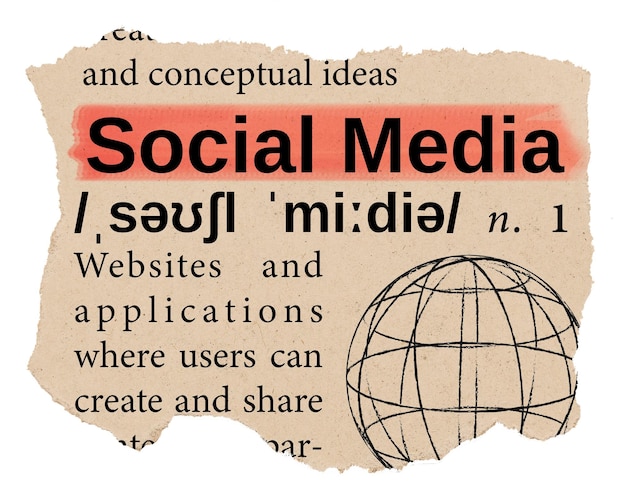 Social Media png dizionario adesivo di parole Ephemera tipografia sfondo trasparente