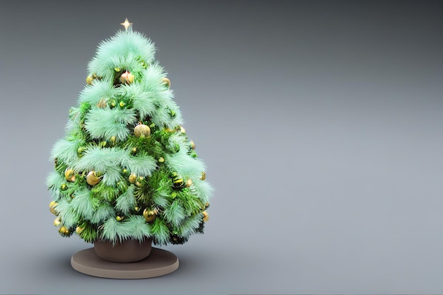 Soffice bellissimo albero di Natale rendering AI