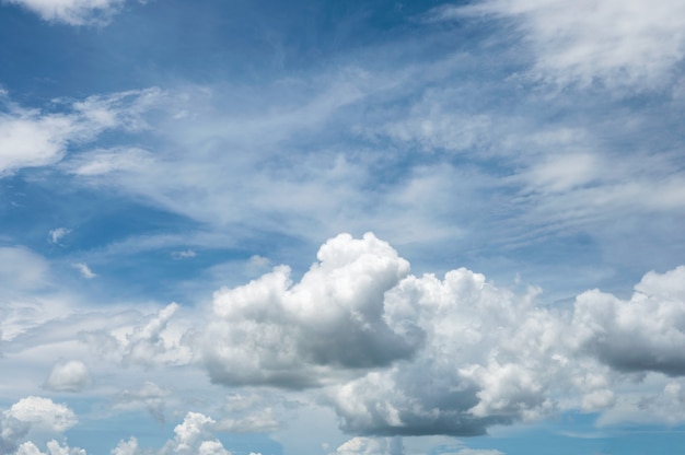 Soffici nuvole bianche con cielo blu