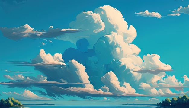 Soffici nuvole sull'illustrazione dell'arte digitale del cielo
