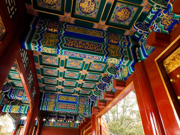 Soffitto dipinto nel Palazzo d'Estate di Pechino con bellissimi motivi