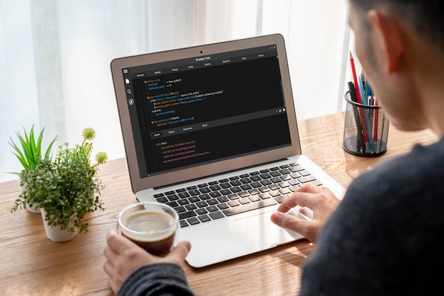 software development programming on computer screen for modish application and program coding