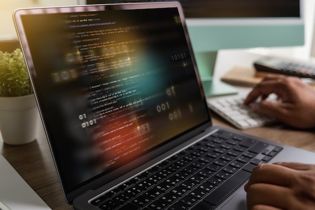 software engineer working on a laptop website application development technology concepts
