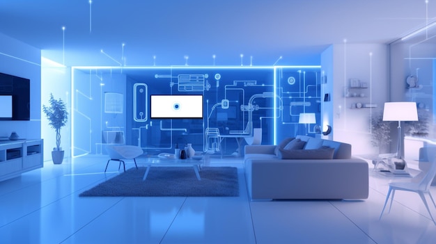 soggiorno con tecnologia a luce blu