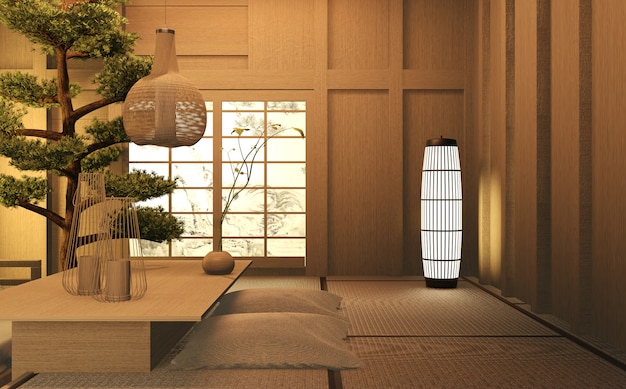 Soggiorno in legno giapponese interior design