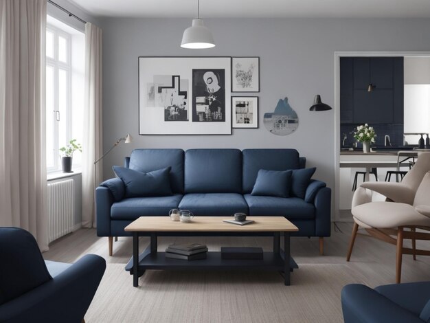 soggiorno moderno con mobili Generative Ai