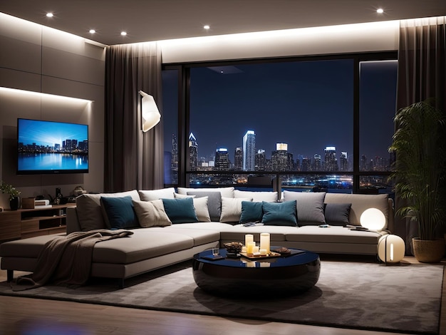 soggiorno moderno con splendida vista
