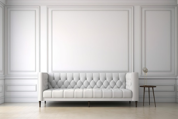 Soggiorno moderno di lusso Design moderno del soggiorno interno Rendering 3D del soggiorno moderno con divano bianco Soggiorno grigio panoramico Interni colorati del soggiorno IA generativa
