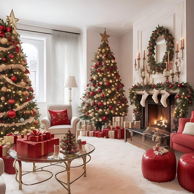 Soggiorno splendidamente decorato in occasione delle vacanze di Capodanno e Natale AI