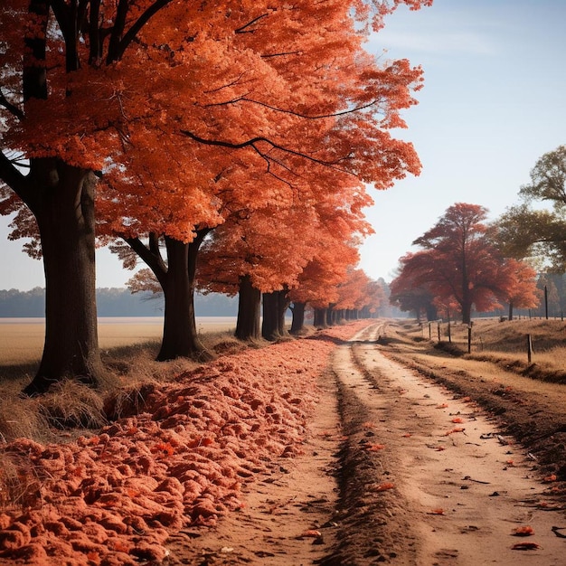 Sogni di acero in un paesaggio autunnale rurale