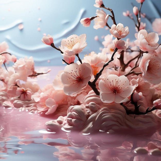 Sogno rosa primaverile Fiore di ciliegio Immagine di sfondo