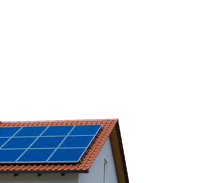 Photo solar panels on the roof of the house
