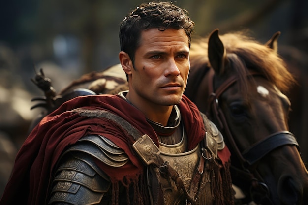 soldato romano con un cavallo