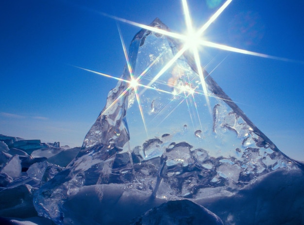 Sole e ghiaccio del lago Baikal. Immagine della diapositiva digitalizzata