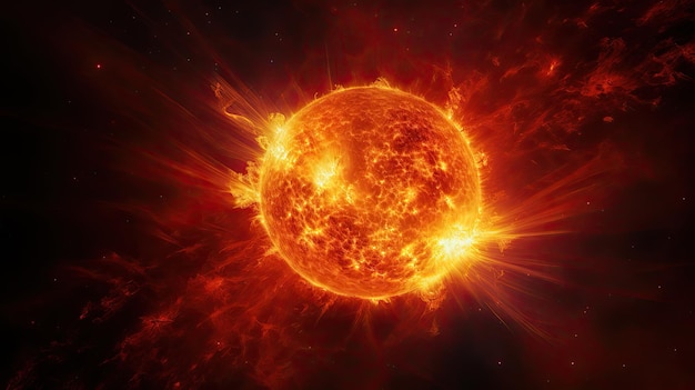 Sole nello spazio Sistema solare Illustrazione 3D di un sole