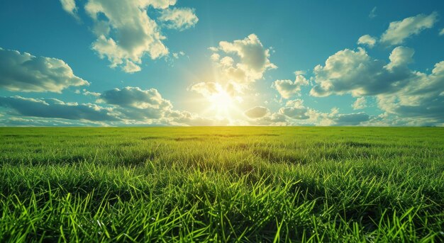 sole sull'erba verde con sfondo verde nuvole