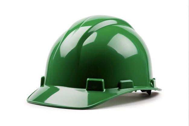 Solid Green Hard Hat per tecnici e ingegneri isolati su bianco con percorso di ritaglio per facilità