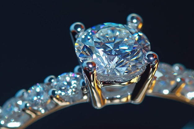 Solitario anello di fidanzamento di diamanti gioielli di lusso close-up