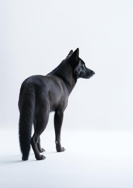 Solitary Black Wolf Un affascinante incontro minimalista nell'AI generativa della neve