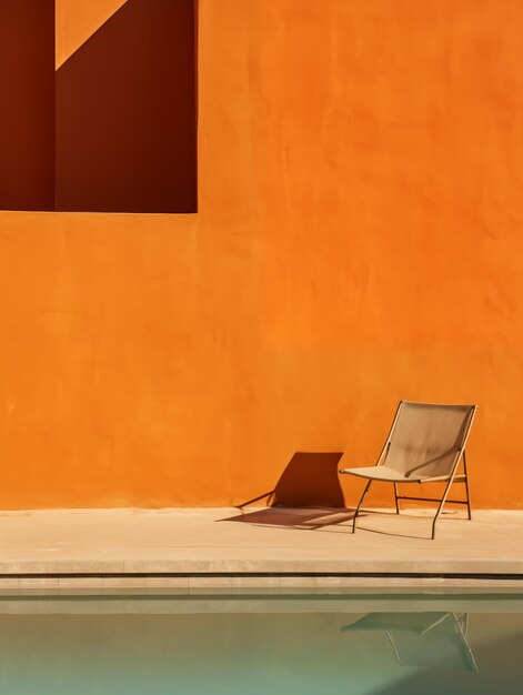 Solitudine baciata dal sole, relax minimalista in piscina, generativo.