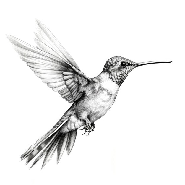 Solo un colibrì Un delicato disegno su una tela bianca