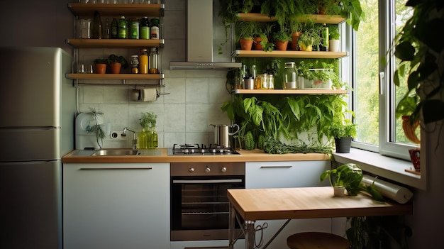 Soluzioni di risparmio di spazio per l'efficienza elegante della cucina urbana compatta
