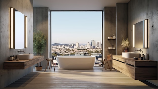 Soppalco del bagno in rendering 3d in stile industriale