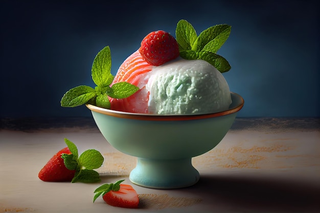 Sorbetto alla fragola e menta Generative Ai