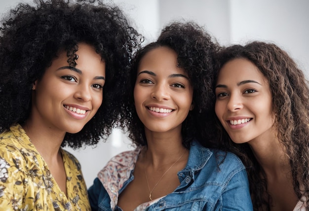 Sorelle della diversità che rafforzano l'amicizia tra giovani donne di diverse razze che celebrano l'unità