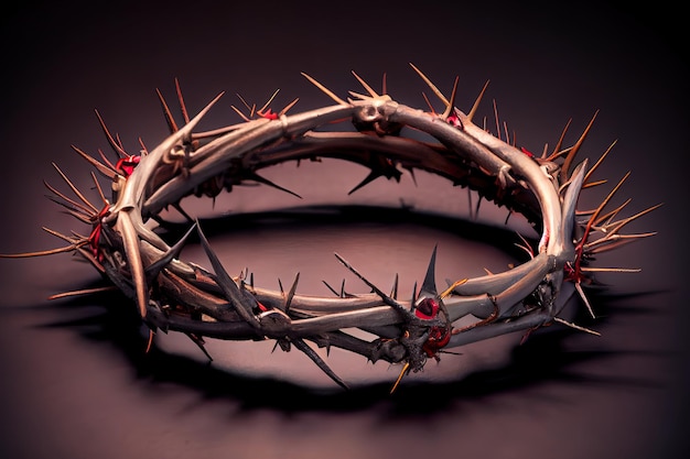 Sorprendente corona di spine e chiodi simboli del cristiano in Pasqua realistica Ai generativa