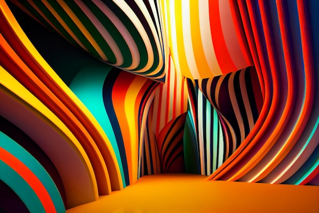 Sorprendenti colori geometrici e linee profonde Sfondo astratto colorato vivido Generative AI