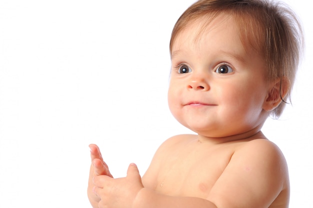 Sorridente anno positivo piccolo bambino ragazza ritratto.