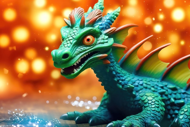 Sorridente Toy Dragon Capodanno 2024 mascotte AI generativa