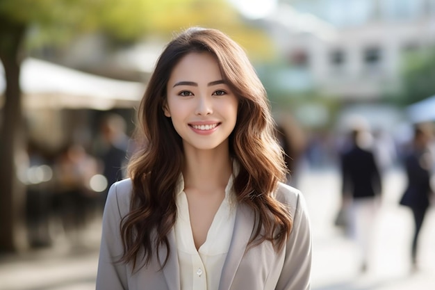 Sorridere asiatico della donna di affari