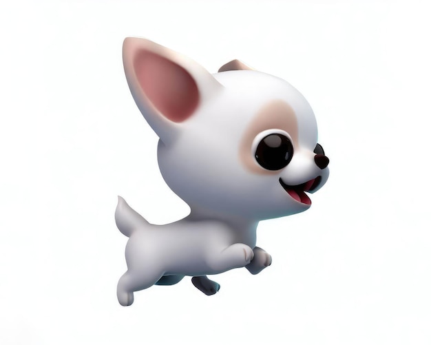 Sorriso carino in 3D, piccolo personaggio di Chihuahua kawaii, cucciolo realistico
