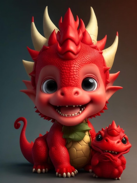 Sorriso carino per bambini con mini drago rosso