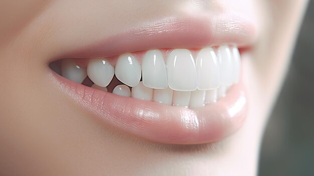 Sorriso fresco di donna con denti sani primo piano immagine concettuale Cure dentistiche Concetto di odontoiatria