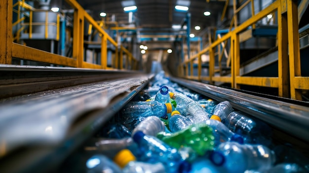 Sortimento a nastro trasportatore di bottiglie di plastica per il riciclaggio dei rifiuti industriali