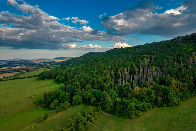 Sorvolando alcuni campi dorati e verdi foreste Germania