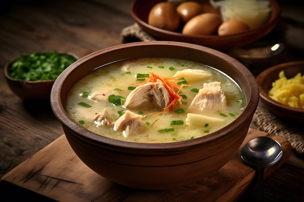 Soto ayam con pollo ed erbe aromatiche In stile indonesiano Generative AI