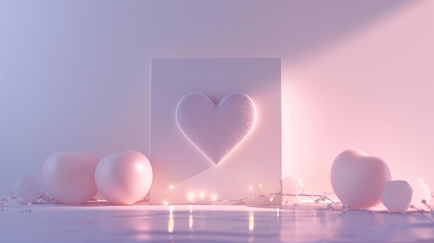 Sottili luci di fata attorno a un disegno minimalista a forma di cuore