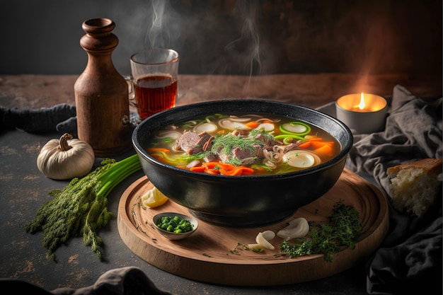 Soup Delight Una scodella di deliziosa zuppa IA generativa