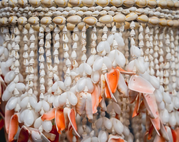 Souvenir fatto a mano decorato con diverse conchiglie di mare