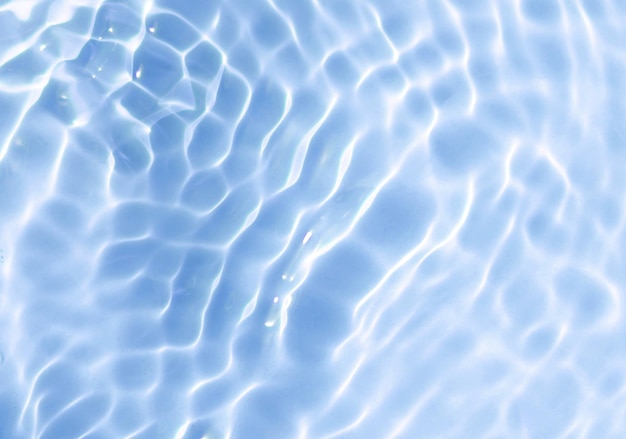 Sovrapposizione realistica dell'onda d'acqua naturale per il riflesso trasparente sfocato sullo sfondo sulla superficie dell'acqua blu texture sfondo astratto alla moda