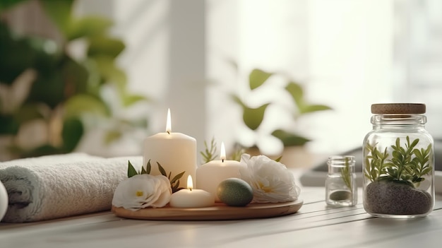 Spa ancora in vita con le candele Rilassatevi still life concetto di benessere spa Cosmetic Beauty Spa Treatment