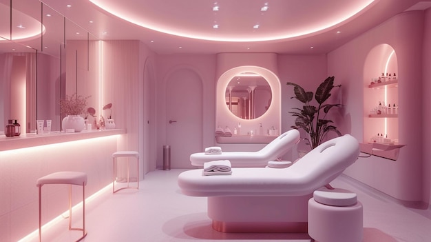 Spa e cosmetici di Parigi Colorista ispirato bianco chiaro e rosa scuro