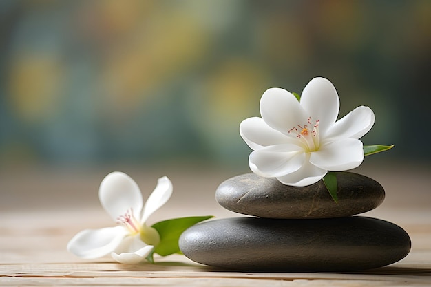 spa e pietre da yoga con fiori