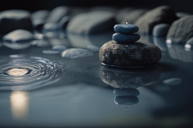 Spa natura morta con acqua acqua e pietra zen Illustrator AI Generative