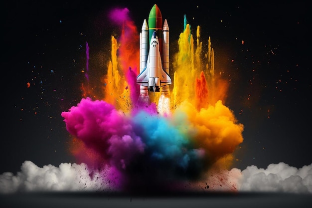 space shuttle su sfondo colorato gradiente spazio arte carta da parati posto per infografiche elementi di
