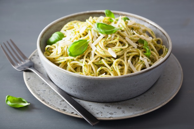 Spaghetti al pesto di basilico avocado